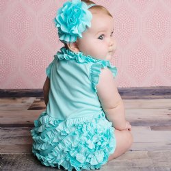 Lemon Loves Layette "Rula" Romper for Baby Girls and Toddlers in Blue Tint