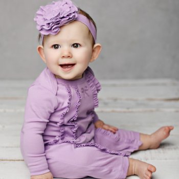 Lemon Loves Layette "Victoria" Romper for Newborn and Baby Girls in Lilac