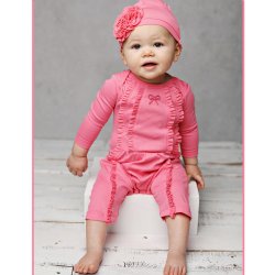 Lemon Loves Layette "Victoria" Romper for Newborn and Baby Girls in Pink Lemonade