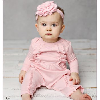 Lemon Loves Layette "Victoria" Romper for Newborn and Baby Girls in Pink