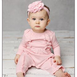 Lemon Loves Layette "Victoria" Romper for Newborn and Baby Girls in Pink