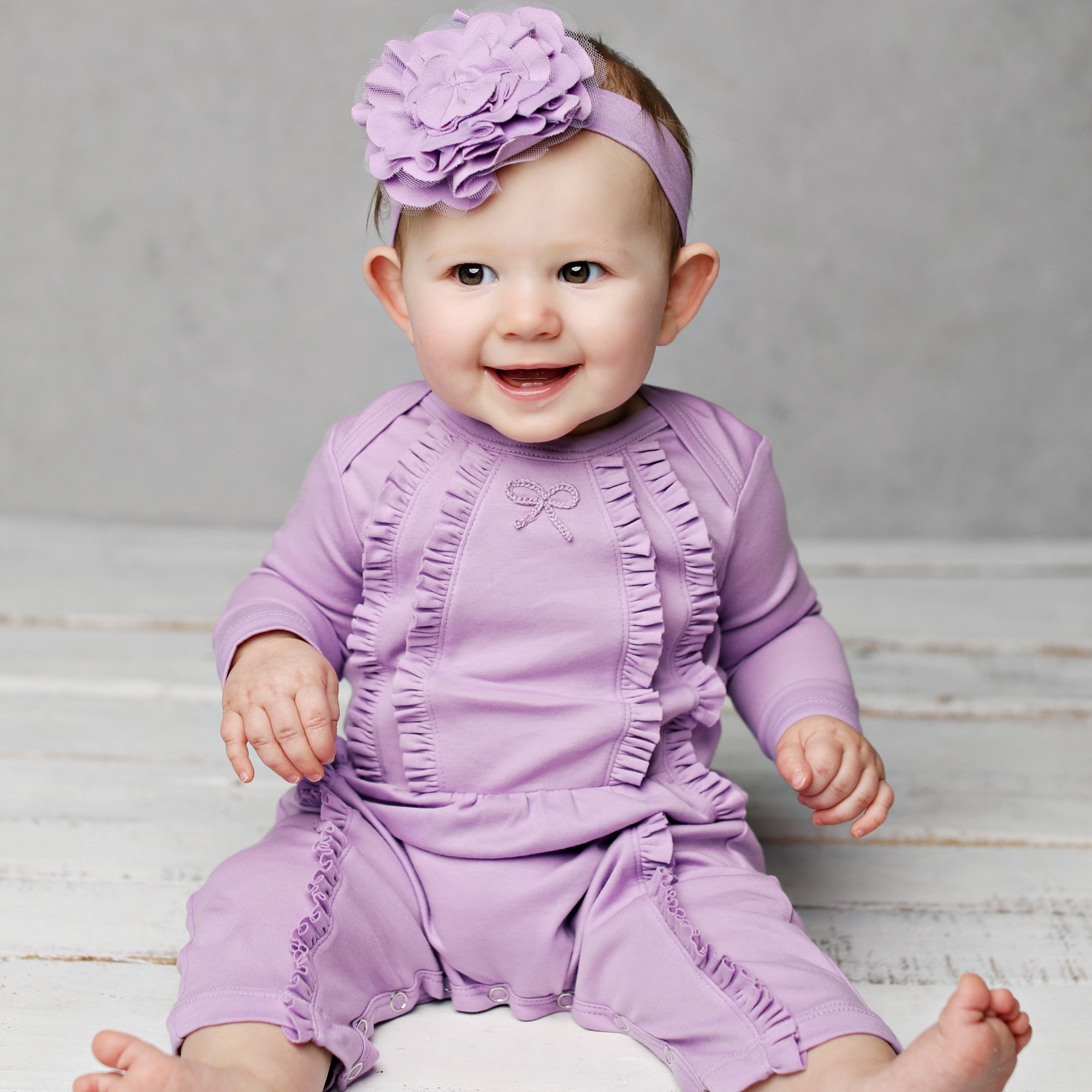 lilac baby romper