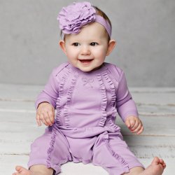 Lemon Loves Layette "Victoria" Romper for Newborn and Baby Girls in Lilac