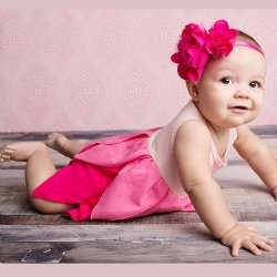 Lemon Loves Layette "Water Lily" Newborn Baby Dress in Pink