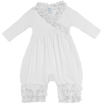 Lemon Loves Layette "Olivia" Romper  for Newborns and Baby Girls in White