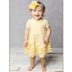 New Color! Lemon Loves Layette "Sue" Dress for Baby Girls in Butter Yellow