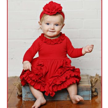 Lemon Loves Layette "Zoe" Dress for Baby Girls in True Red