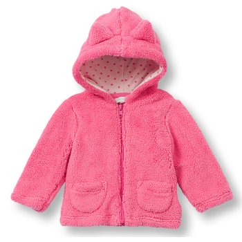 Le Top Baby "Miss Kitty" Hooded Plush Jacket in Azalea Pink with Ears
