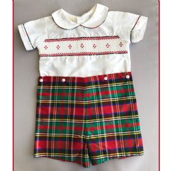 Lé Za Me "Dex" Plaid and White Silk Set for Baby Boys