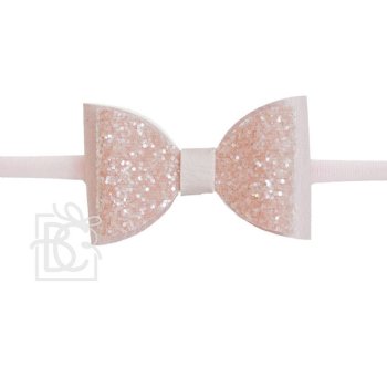Beyond Creations Pink Sparkling Headband with Double Bow for Baby Girls