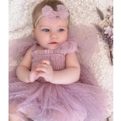 A Little Lacey Poppy Lilac Dotted Swiss Romper