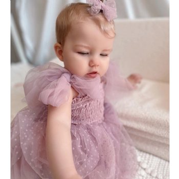 A Little Lacey Poppy Lilac Dotted Swiss Romper