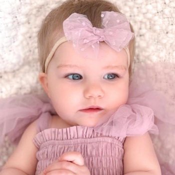 A Little Lacey Lilac Baby Bow Headband