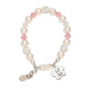 Cherished Moments Sterling Silver Lil Sis Bracelet with Flower Charm