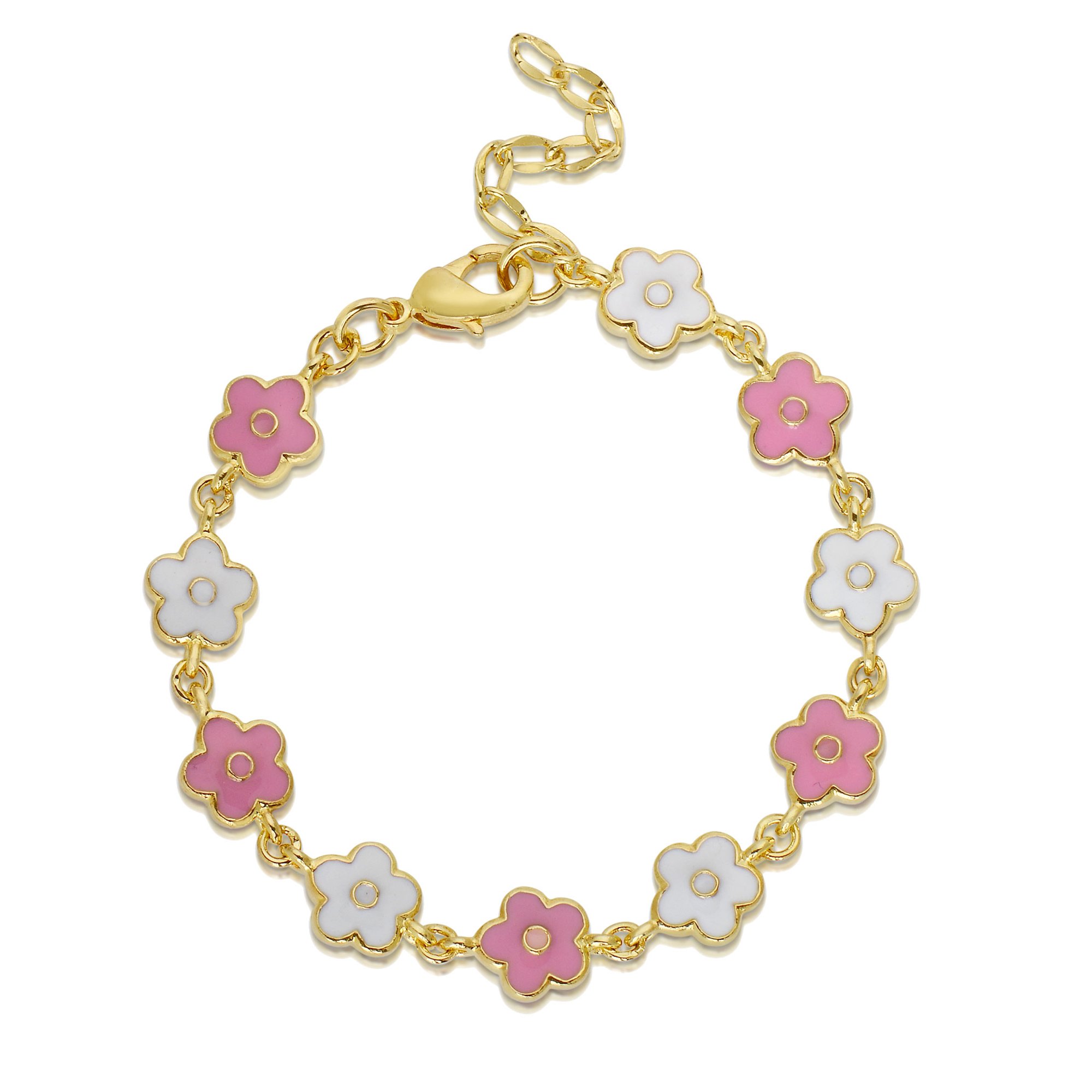 Jewelry for Girls Heart Dangle Earrings Gold Plated with Pink and White Enamel By Lily Nily
