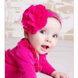 Lemon Loves Layette "Lily Pad" Headband for Baby Girls in Hot Pink