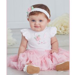 Little Me Bunny Tutu Popover and Headband Set for Baby Girls