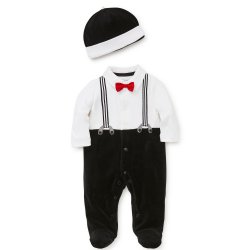 Little Me "Aiden" 2-Pc. Charming Footie and Hat Set for Baby Boys