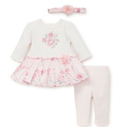 Little Me "Lyla" 3-Pc. Rose Floral Tunic and Legging Set for Baby Girls