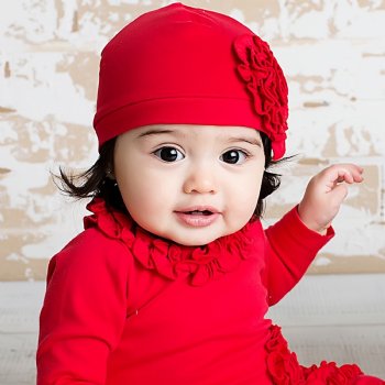 Lemon Loves Layette "Bijou" Hat for Newborn and Baby Girls in True Red