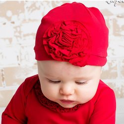 Lemon Loves Layette "Bijou" Hat for Newborn and Baby Girls in True Red