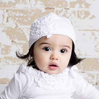 Lemon Loves Layette "Bijou" Hat for Newborn and Baby Girls in White