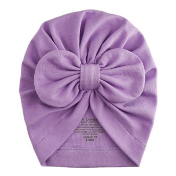 Lemon Loves Layette "Bow" Hat for Newborn Girls in Sheer Lilac