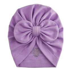 Lemon Loves Layette "Bow" Hat for Newborn Girls in Sheer Lilac