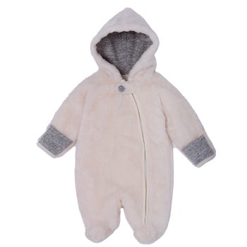 Le Top Bebe Ivory and Grey Hooded Snowsuit 