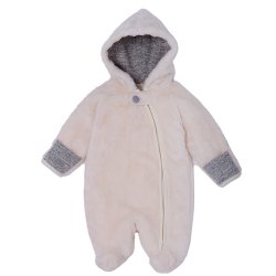 Le Top Bebe Ivory and Grey Hooded Snowsuit 