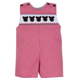 Lulu Bébé Mickey Mouse Shortall Romper in Red