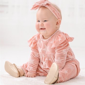 Mabel + Honey "Starblush" Velvet Romper for Baby Girls