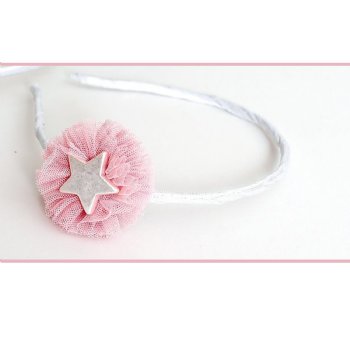 Mae Li Rose Star Puff Headband in Blush Color for Toddlers