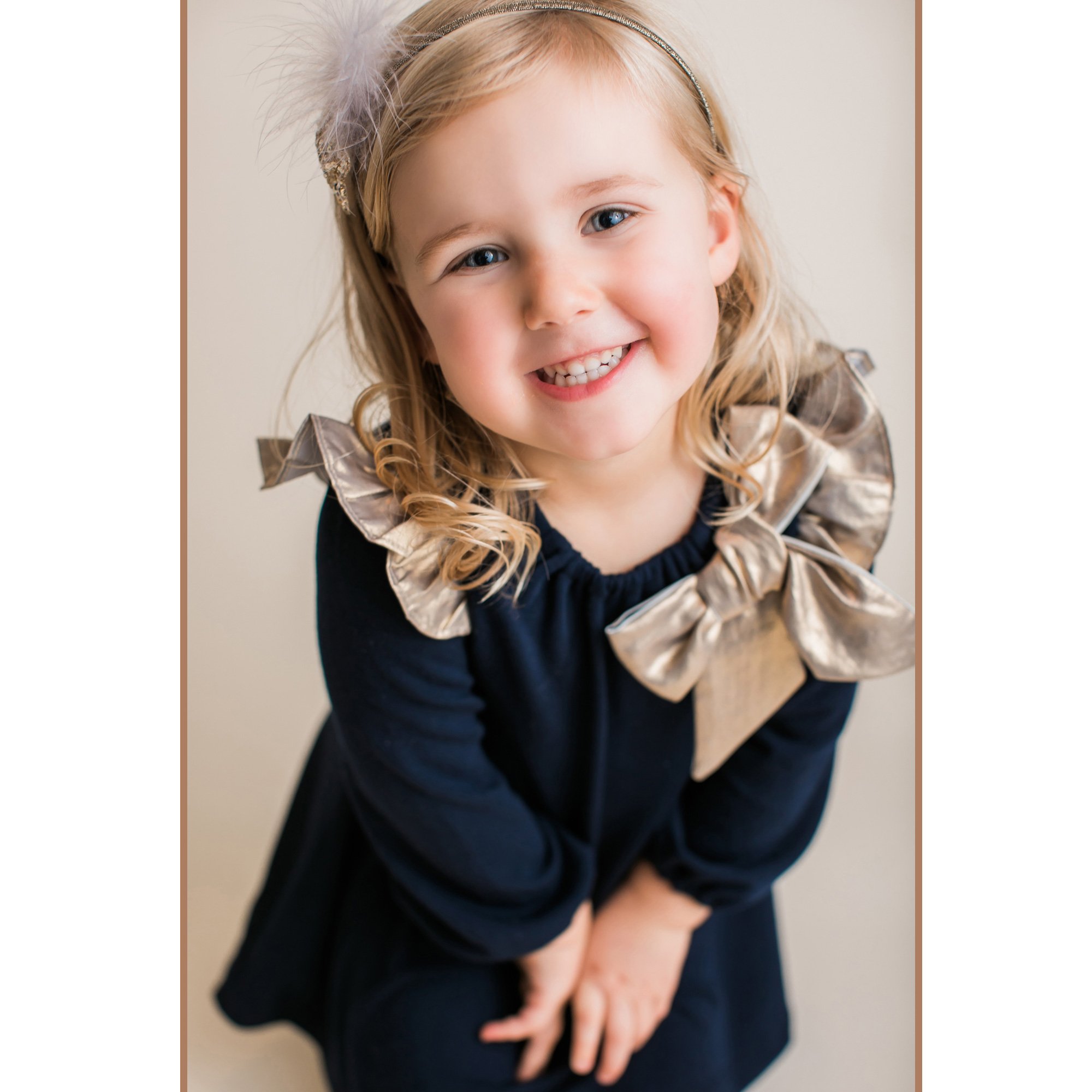 Mae Li Rose Holiday Red Dress with Gold Ruffles and Glittering Star