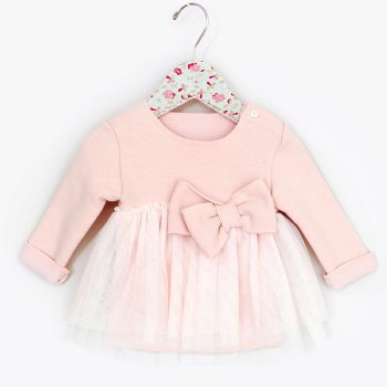 Mae Li Rose "Lily" Lace and Bow 2 pc. Tunic and Legging Set in Peach