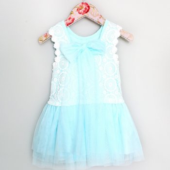 Mae Li Rose Aqua Lace and Tulle Dress for Toddlers