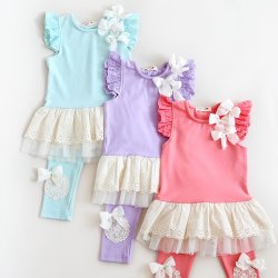  Mae Li Rose Aqua Tunic Top and Capri Set for Baby Girls