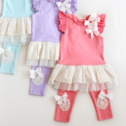  Mae Li Rose Pink Tunic Top and Capri Set for Baby Girls