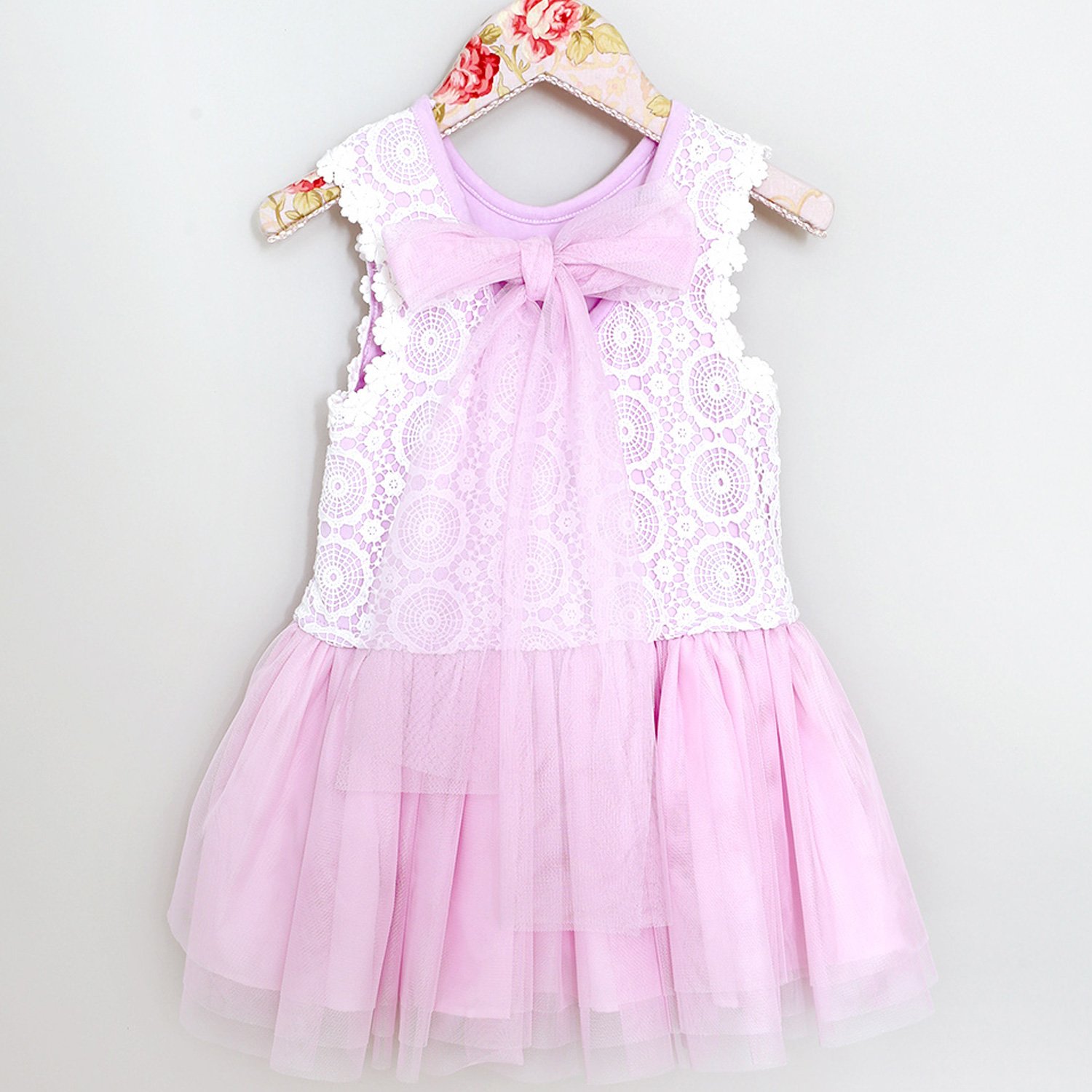 Mae Li Rose Lavender Lace and Tulle Dress for Toddlers