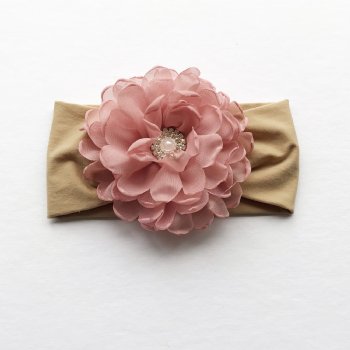 Beyond Creations Mauve Bloom Flower Headband with Jeweled Center