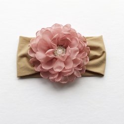 Beyond Creations Mauve Bloom Flower Headband with Jeweled Center