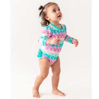 Ruffle Butts "Mermaid" One Piece Rash Guard Swimsuit for Baby Girls