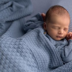 Micu Micu Denim Blue Knit Baby Blanket