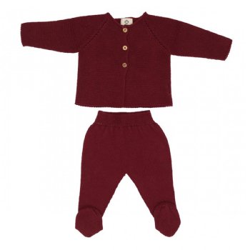 Micu Micu "Ashton" Burgundy Knit 2-Pc. Set for Newborn Girls or Boys