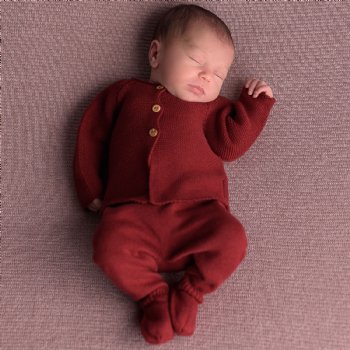 Micu Micu "Ashton" Burgundy Knit 2-Pc. Set for Newborn Girls or Boys