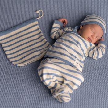 Micu Micu "Ryan" Blue Stripe Kimono Style Knit 4-Pc. Set for Newborn Boys