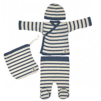 Micu Micu "Ryan" Blue Stripe Kimono Style Knit 4-Pc. Set for Newborn Boys