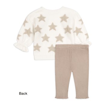 Miniclasix Star Sweater and Sweater Pant Set for Baby Girls