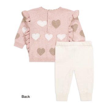 Miniclasix Hearts Sweater and Sweater Pant Set for Baby Girls