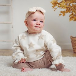 Miniclasix Star Sweater and Sweater Pant Set for Baby Girls